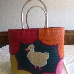Vibrantly Colored Woven Tote